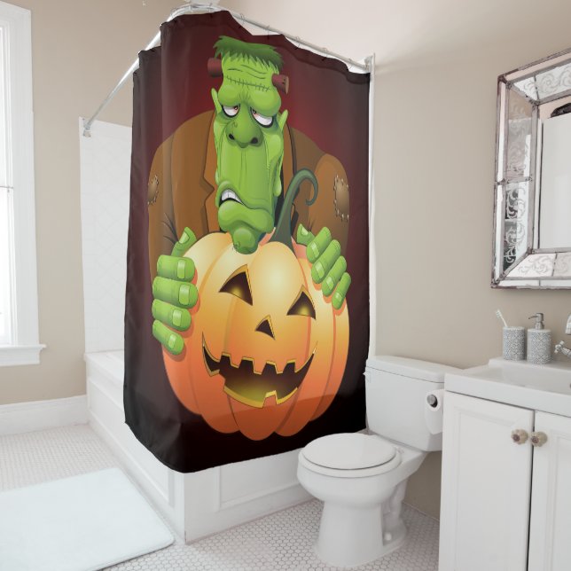 Cortina Para Box Cartoon Frankenstein Monster com Pumpkin (In Situ)