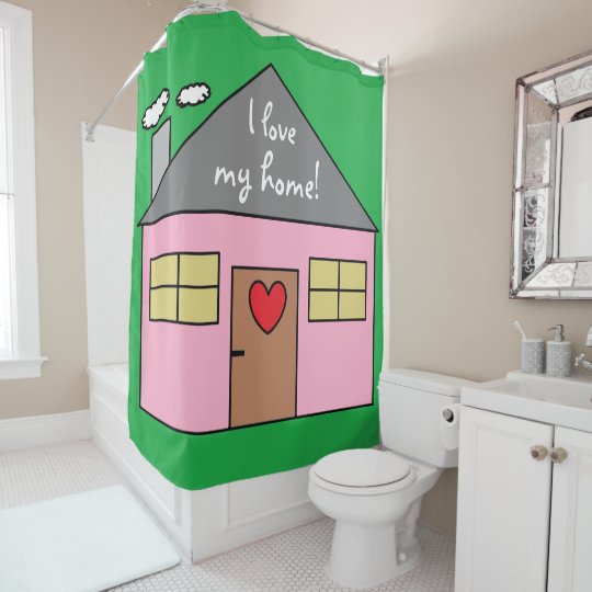 Cortina Para Box Casa cor-de-rosa bonito que tira a cor verde