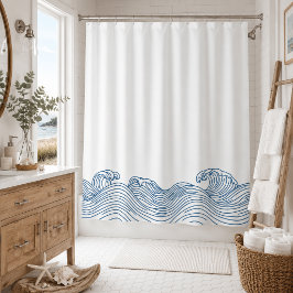Cortina Para Box Casa de Banho da Casa de Praia Blue Wave Costeira