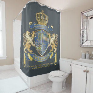 Cortina Para Box Casaco de Braços Emblem de Ombre Dourado Azul Met