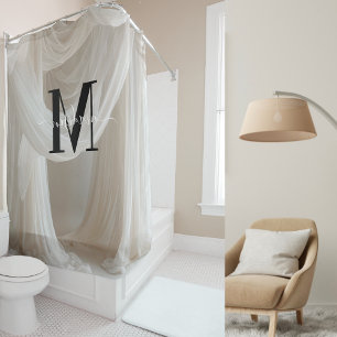 Cortina Para Box Casamento de Banda Escura Branca com Monograma