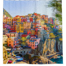 Casas Coloridas do Mar da Itália Pintura