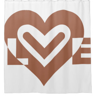 Cortina Para Box Castanho de Chocolate Gráfico de Amor