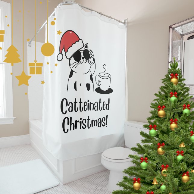 Cortina Para Box Catteinated Christmas Coffee and Cat Lover Holiday (Criador carregado)