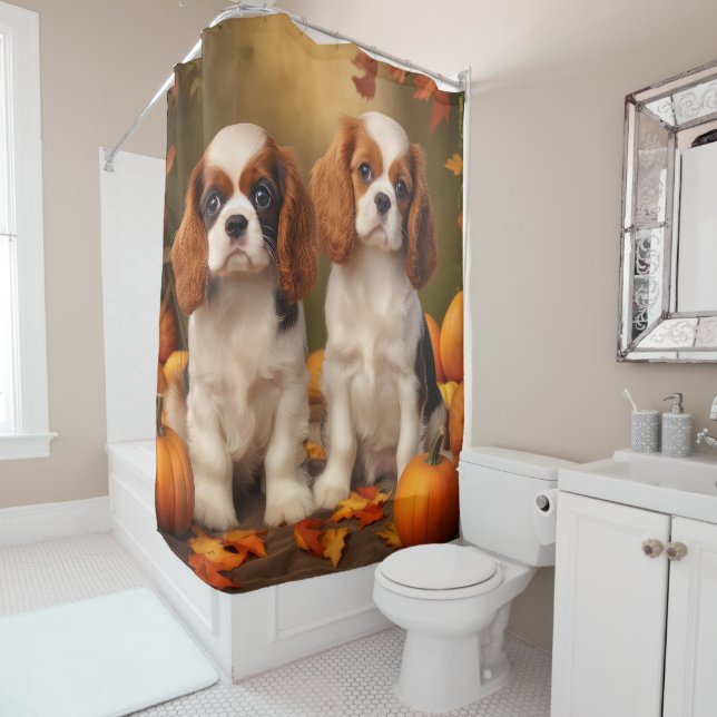 Cortina Para Box Cavalier King Charles Spaniel Puppy Autumn Pumpkin (In Situ)