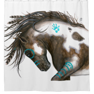 Cortina Para Box Cavalo do Pinto de Majesti de turquesa por Bihrle