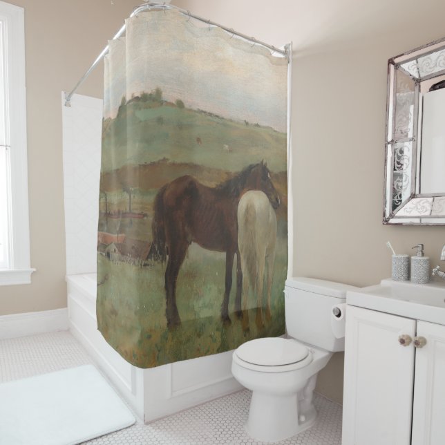 Cortina Para Box Cavalos num Prado, Pintura a Petróleo, Edgar Degas (In Situ)