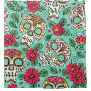 Cortina Para Box Caveira e Flores. Um Fundo Ininterrupto. da mexica