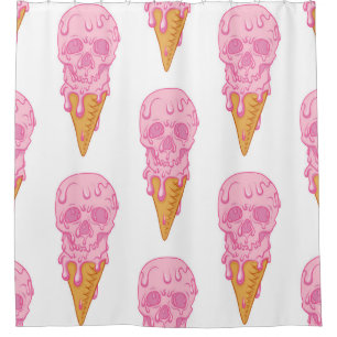 Cortina Para Box Caveira rosa - sorvete. retrocesso de padrão cons