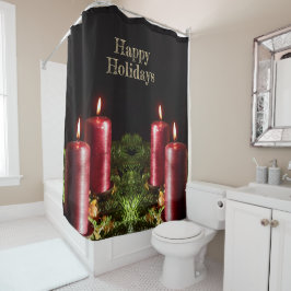 Cortina Para Box Celebração de Natal Velas Vermelhas Férias de Inve