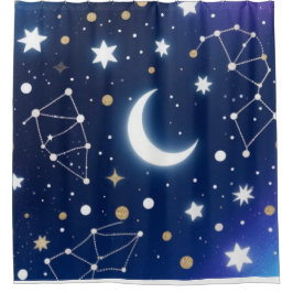 Cortina Para Box Celestial Starry Night Sky Moon & Co