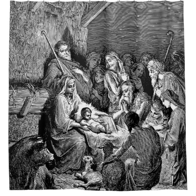 Cortina Para Box Cena de Natal Ilustrada (Frente)