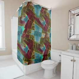 Cortina Para Box Cera esculpida castanha e azul com aspecto esculpi