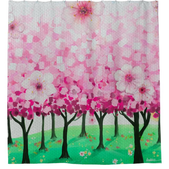 Cortina Para Box Cereja impressionista floresce (Frente)