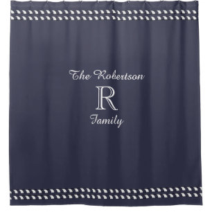 CORTINA PARA BOX CHÁ CHIQUE CURTAIN_ " FAMÍLIA" NAVY/WHITE