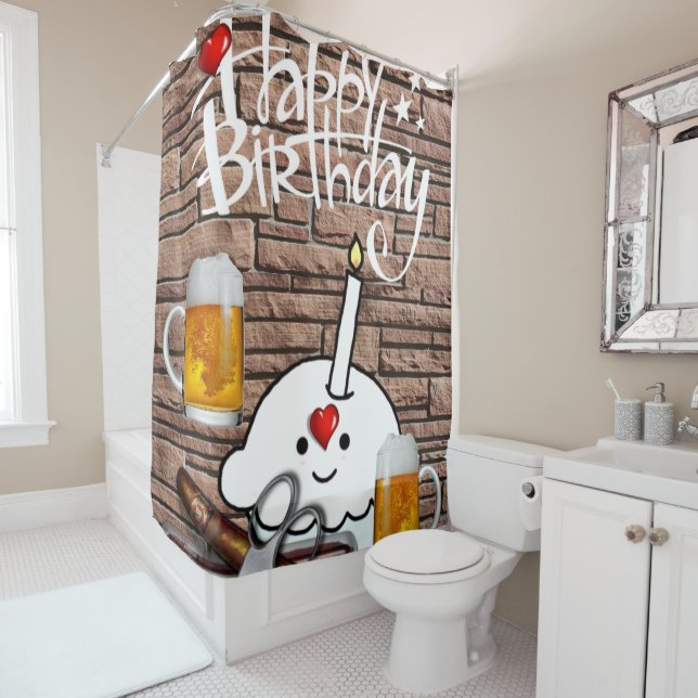 Cortina Para Box Chá Cortina Feliz Aniversário Cerveja (In Situ)