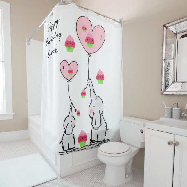 Cortina Para Box Chá Cortina feliz Elefante de Aniversário (In Situ)