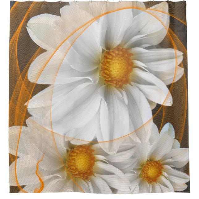 Cortina Para Box Chá Cortina Flores Pretas Brancas (Frente)