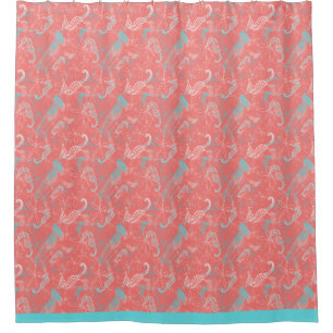 Cortina Para Box Chá de Vida do Mar de Coral Brilhante Trendy