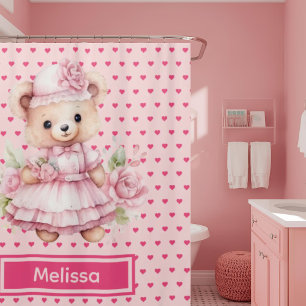 Cortina Para Box Chá do Urso Cinzento Rosa Cinzento Monograma Corti