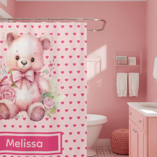 Cortina Para Box Chá do Urso Cinzento Rosa Cinzento Monograma Corti
