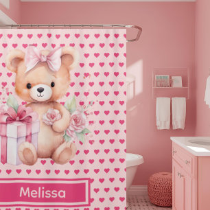 Cortina Para Box Chá do Urso Cinzento Rosa Cinzento Monograma Corti