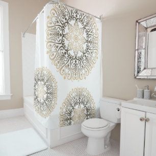 Cortina Para Box Chá Padrão Boho Mandala - Sepia 3