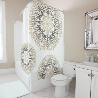 Cortina Para Box Chá Padrão Boho Mandala - Sepia 3