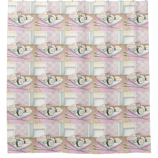 Cortina Para Box Chapa de Sushi com Chopsticks (Frente)