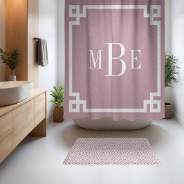 Cortina Para Box Chave Grega Bege e Branco | Monogramada