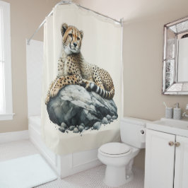 Cortina Para Box Cheetah descansando em uma rocha