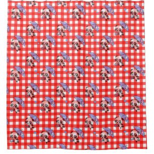 Cortina Para Box Cheque de Gingham Vermelho