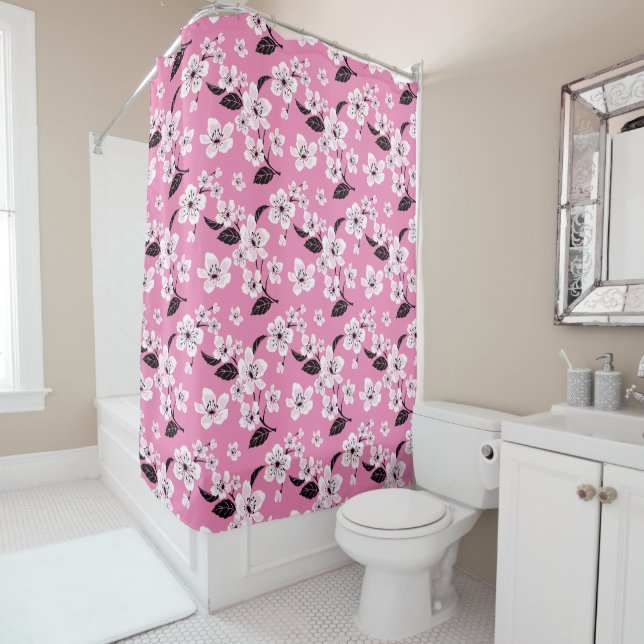 Cortina Para Box CHERRY BLOSSOM  (LITE PINK) Shower Curtain (In Situ)