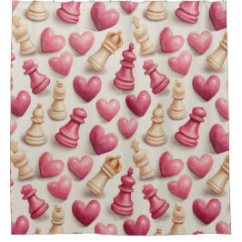 Cortina Para Box Chess & Hearts Valentines Pattern