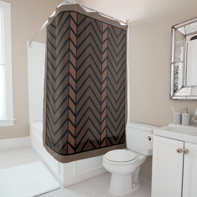 Cortina Para Box Chevron Pattern Brown (In Situ)