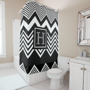 Cortina Para Box Chevron preto e branco
