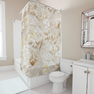 Cortina Para Box Chic, Cremes Elegantes e textura de flor de couro