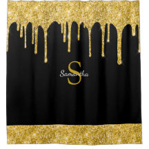Chic Dourado Glitter Drile Sparkle Black Monograma