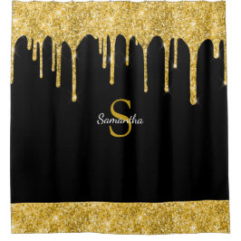 Cortina Para Box Chic Dourado Glitter Drile Sparkle Black Monograma