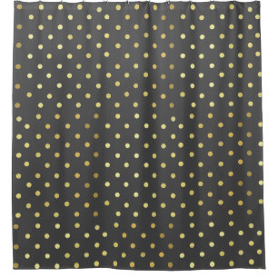 Cortina Para Box Chic Faux Foil Leaf Dourado Dots Cinza