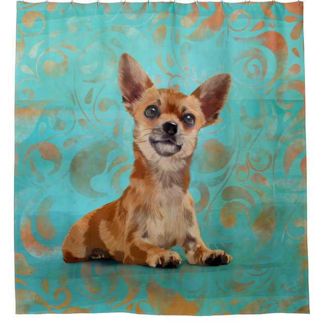 Cortina Para Box Chihuahua bonito no padrão Paisley (Frente)