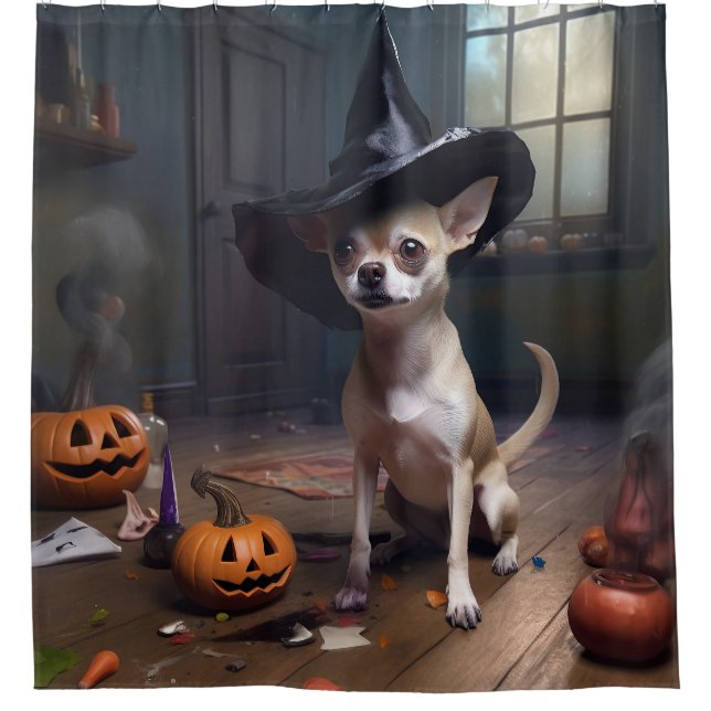 Cortina Para Box Chihuahua Pumpkins Halloween Scary (Frente)