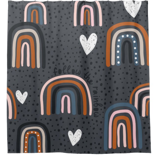 Cortina Para Box Childish seamless pattern with hand drawn rainbow, (Frente)