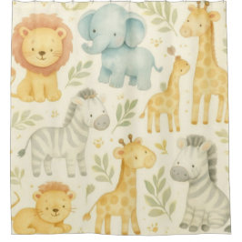 Cortina Para Box Children's Safari Baby Animal Shower Curtain