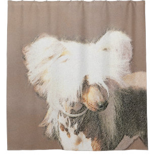 Cortina Para Box Chinese Crested Hairless Painting Original Dog Art