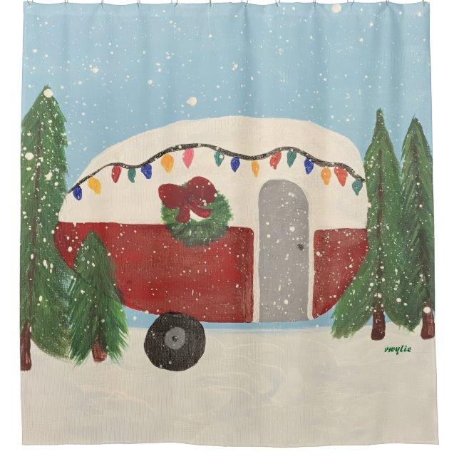 Cortina Para Box Christmas Camping Trailer (Frente)