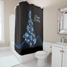 Cortina Para Box Christmas Party Blue Tree Shiny Black Elegant