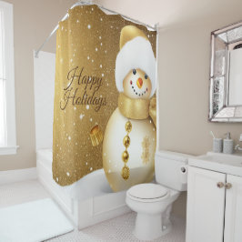 Cortina Para Box Christmas Party Golden Snowman Snowflakes Holidays