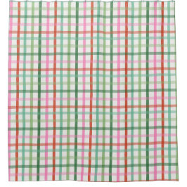 Cortina Para Box Christmas Plaid - Green & Pink