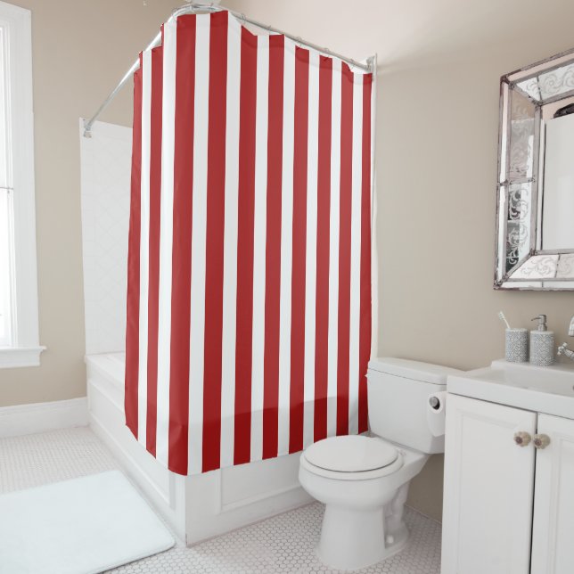 Cortina Para Box Christmas Red and White Vertical Striped Stylish (In Situ)